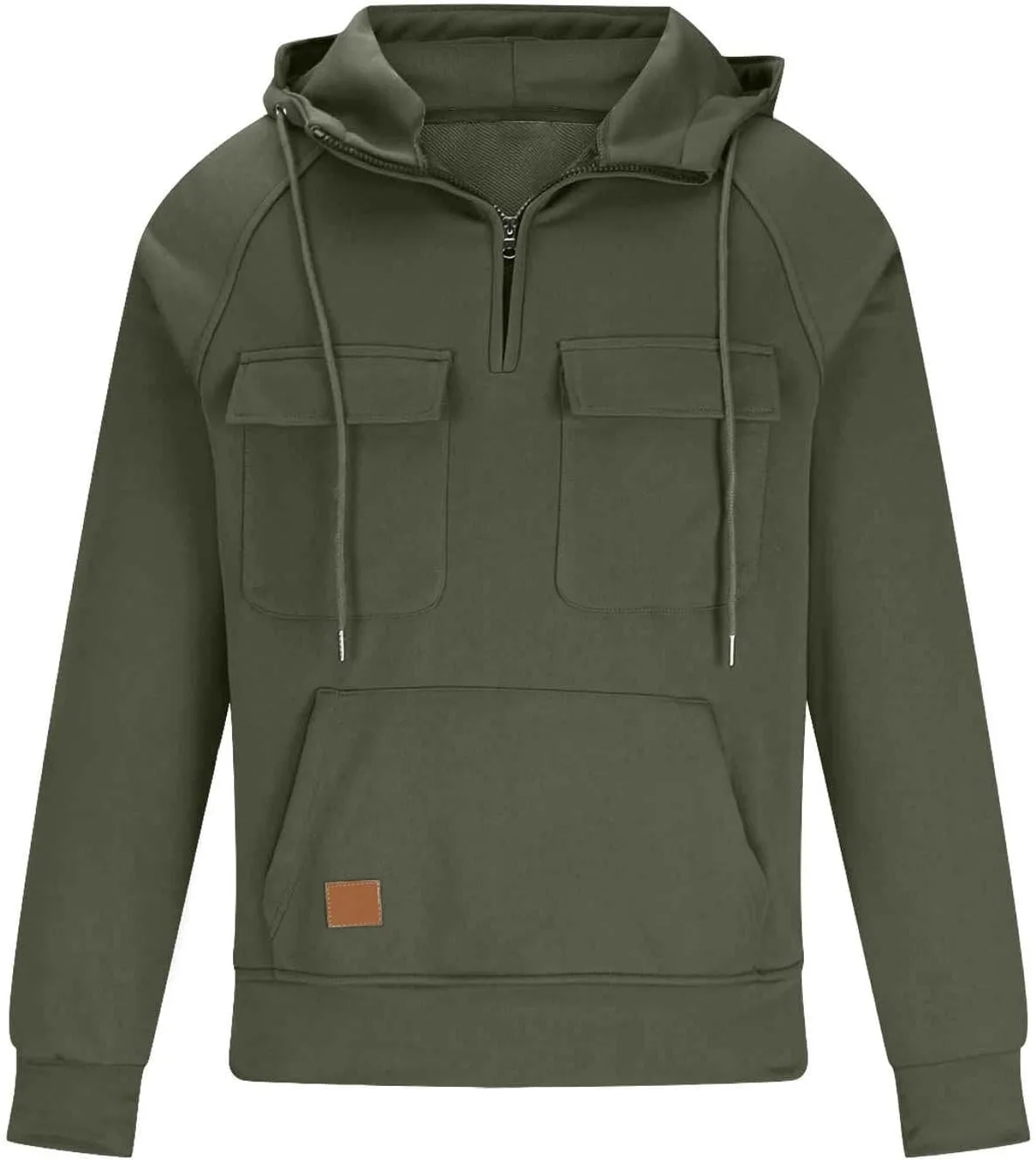 

Толстовка с четвертью молнией для мужчин, длинный рукав, стильный карго-пуловер