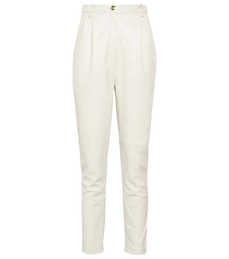 

Зауженные кожаные брюки с высокой талией Magda Butrym, Vanilla