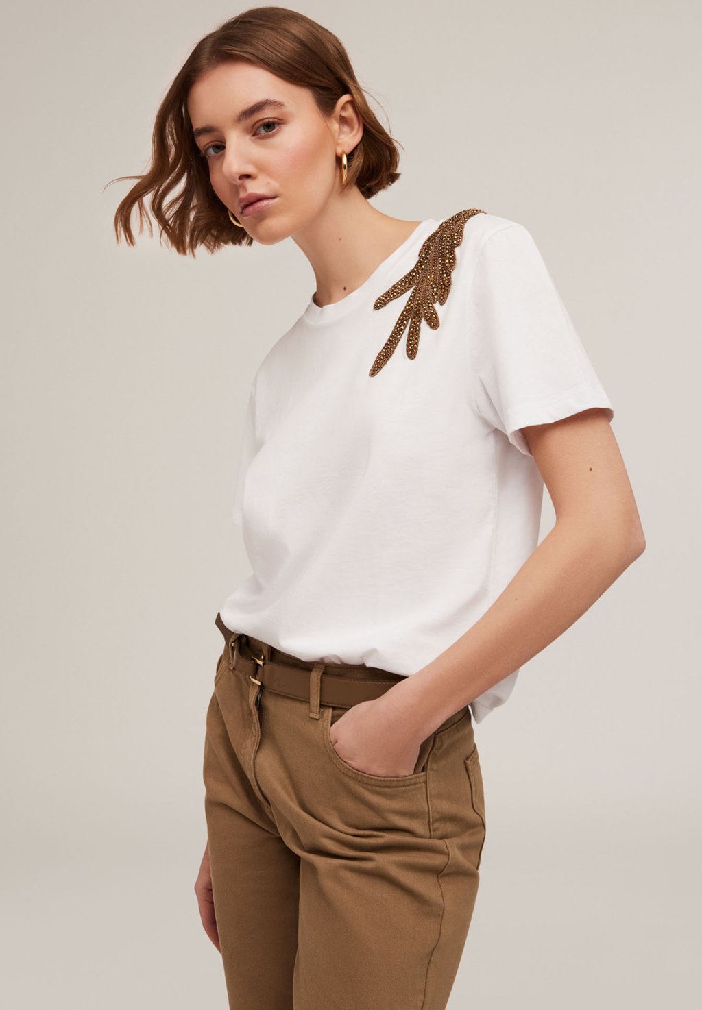 

Футболка с принтом CON PATCH RICAMATO Motivi, белый