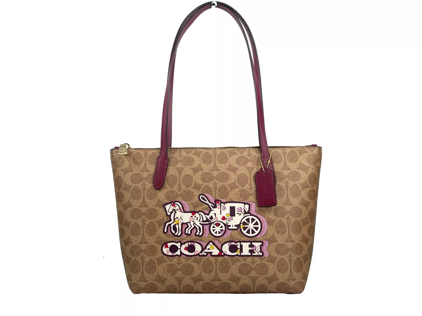 

Сумка-тоут Fiona Zip от Signature Canvas, коричневая Coach, Коричневый, Сумка-тоут Fiona Zip от Signature Canvas, коричневая Coach