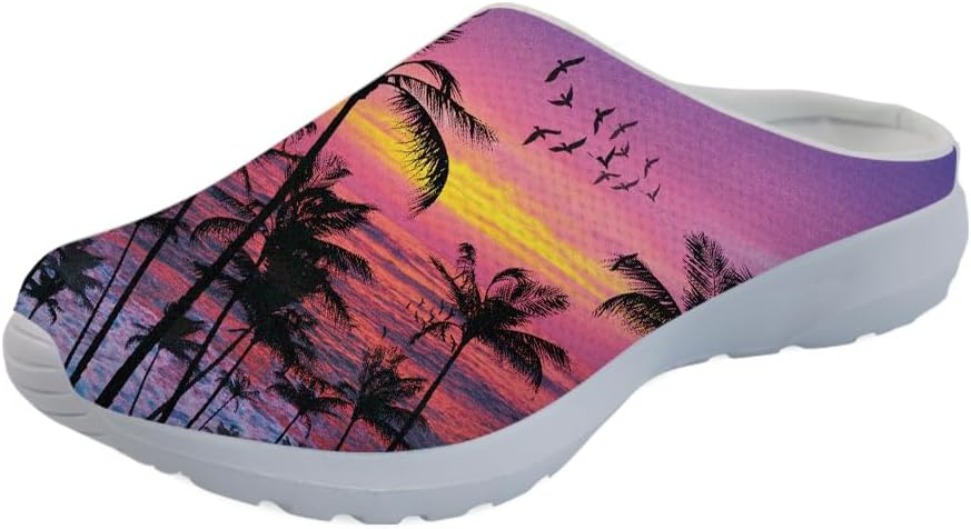 

Садовые тапочки, сабо, нескользящие рабочие сандалии для поваров, медсестер и мужчин с поддержкой свода стопы, с принтом колибри и ромашек Forchrinse, фиолетовый