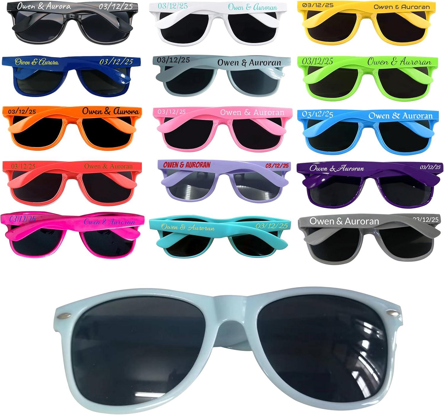 

Персонализированные праздничные очки, разноцветные тематические солнцезащитные очки, подарок для вечеринки, легкие солнцезащитные очки с нанесенным логотипом DFDG, Pale Blue