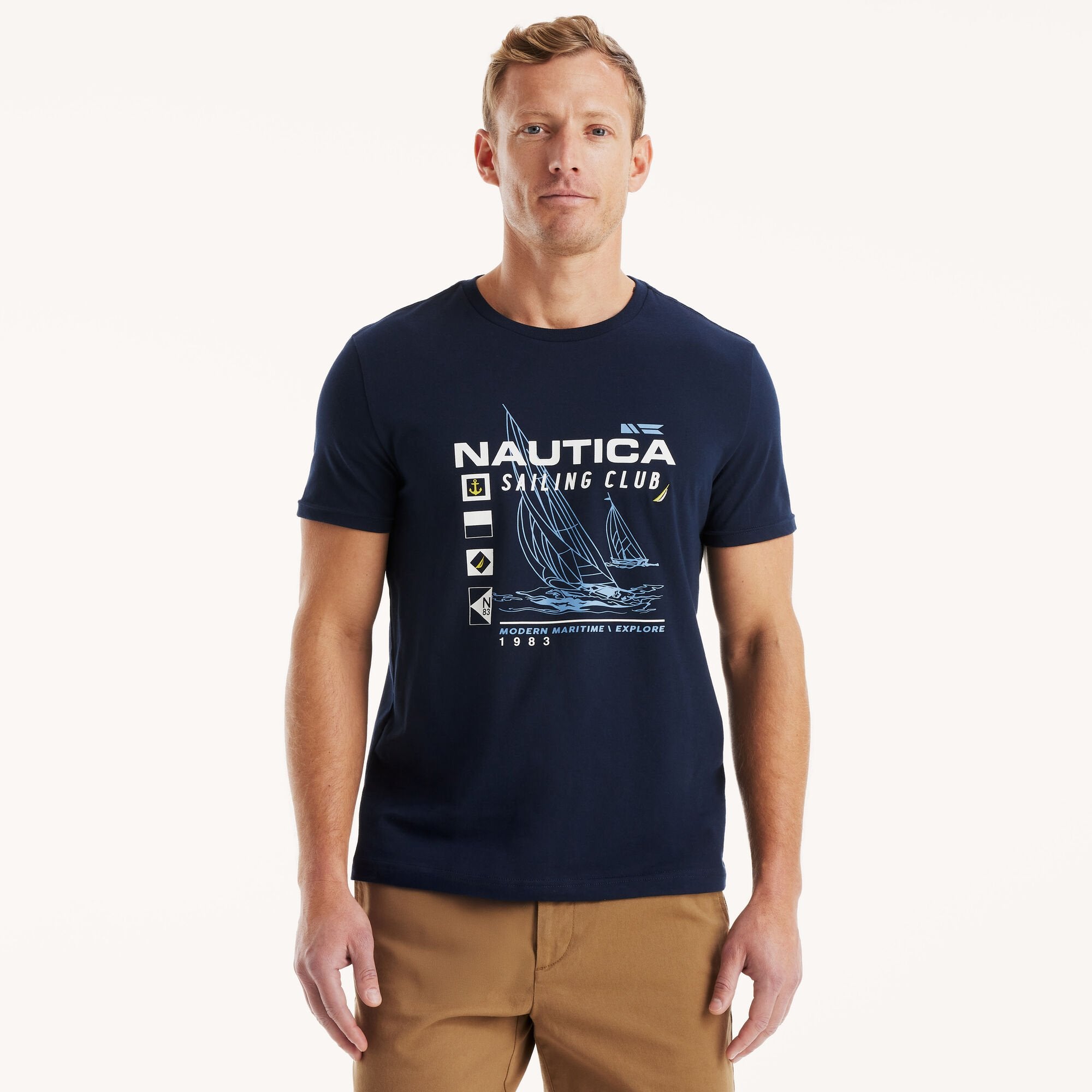 

Футболка Nautica Mens Sustainably Crafted Nautica Sailing Club с графикой, цвет navy seas