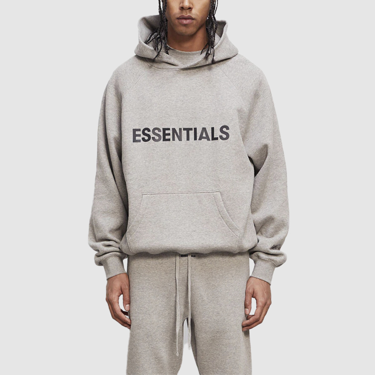 Толстовка с капюшоном и 3D силиконовым апплике Fear Of God Essentials, цвет Dark Oatmeal Heather — фото 3