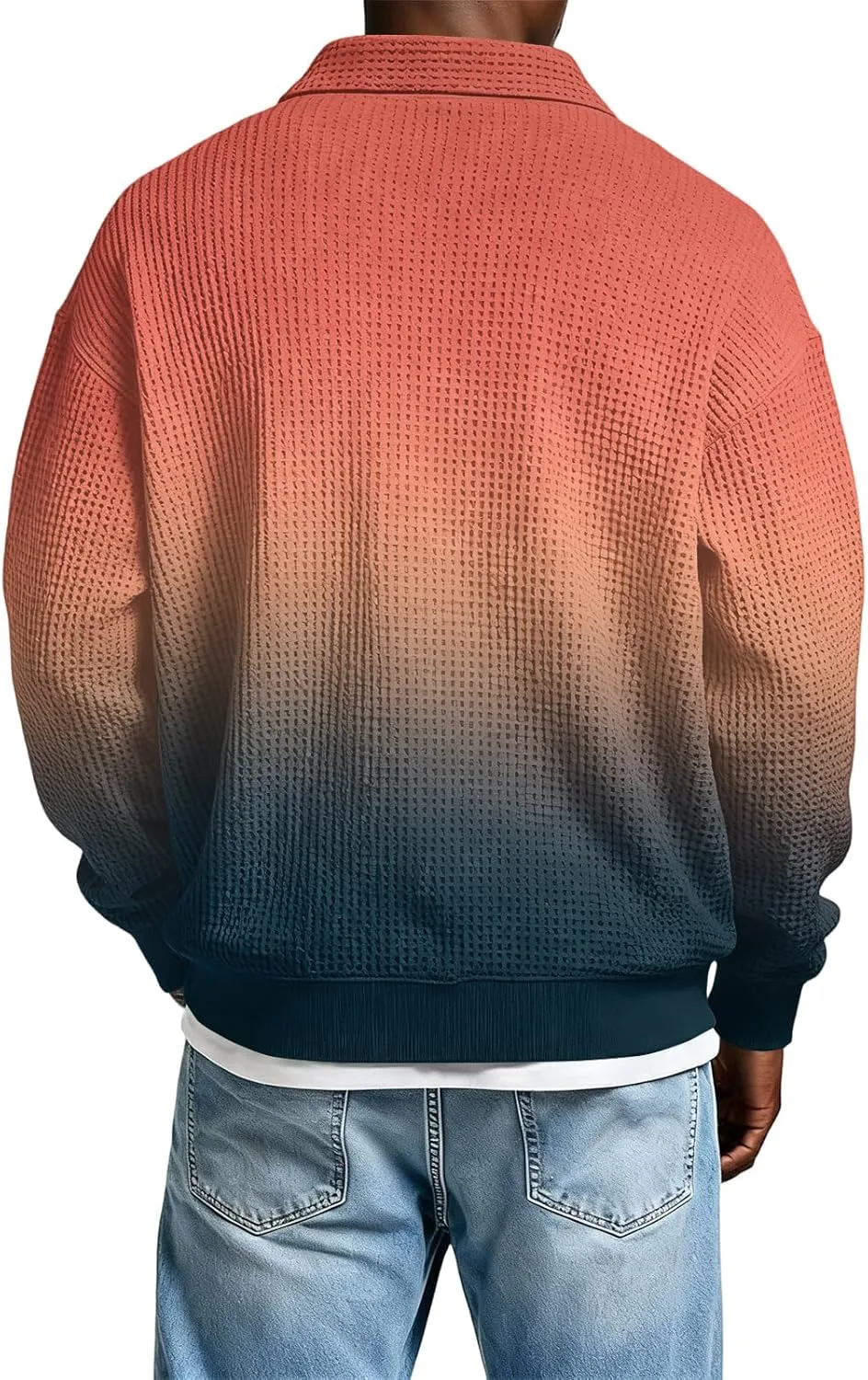 Футболка-поло с длинным рукавом Waffle Knit для мужчин Big and Tall — фото 3