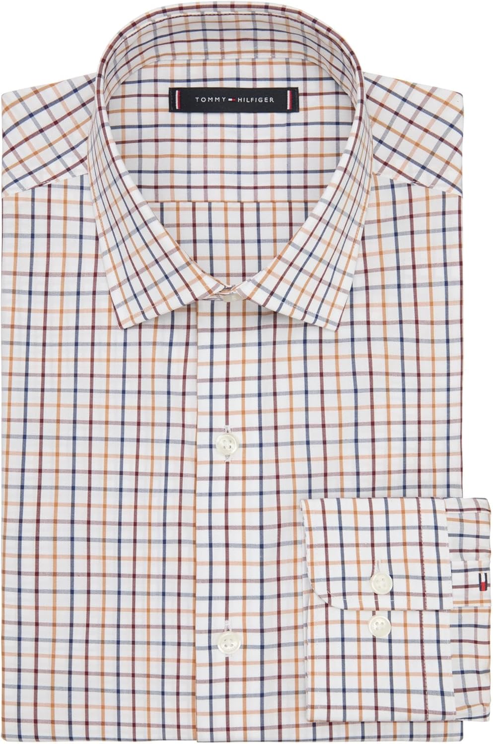 Мужская классическая рубашка Tommy Hilfiger Essentials, бордовый мульти — фото 3