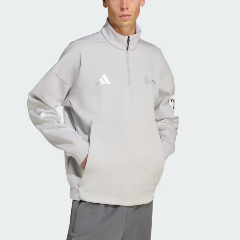 Толстовка Mercedes Amg Petronas Formula One Team с молнией до половины Adidas, серый — фото 4
