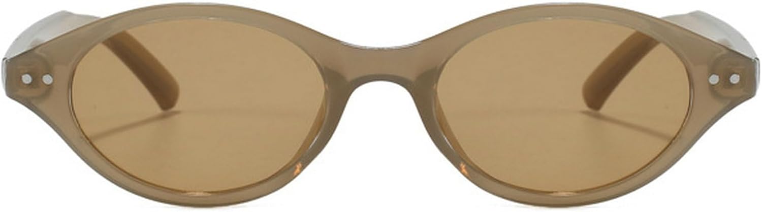 

Женские солнцезащитные очки овальной формы в стиле ретро, ​​конфетные оттенки, защита от УФ-излучения UV400; мужские модные солнцезащитные очки с заклепками mincl, Champagne