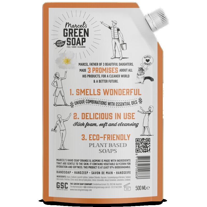 Сумка для мыла для рук «Апельсин и Жасмин» Marcel's Green Soap, 500 ml — фото 2