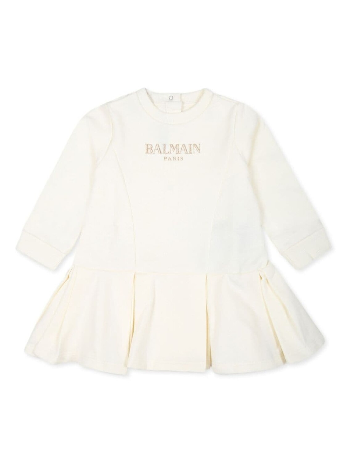 

Balmain Kids хлопковое платье-толстовка с вышитым логотипом, нейтральный цвет