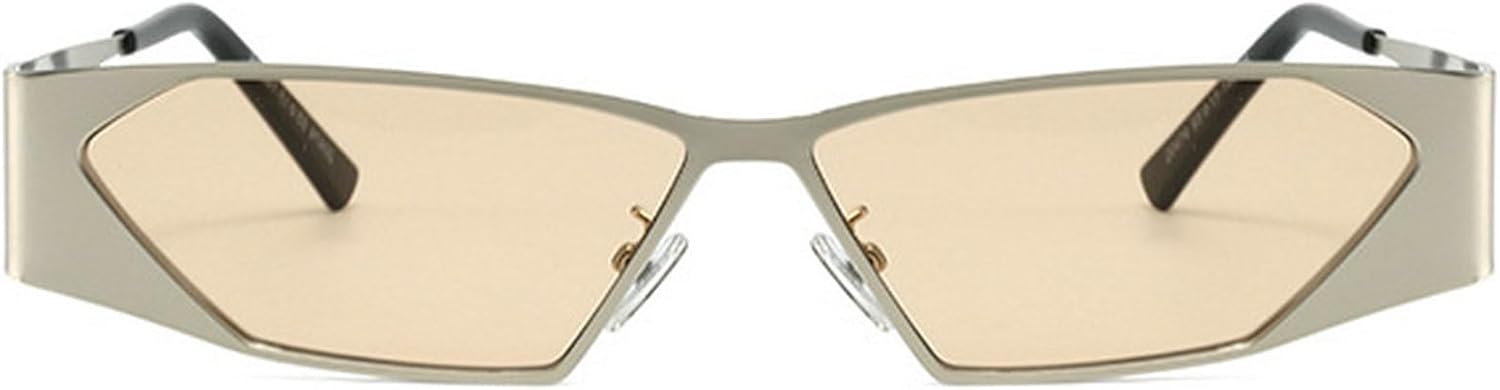 

Маленькие прямоугольные солнцезащитные очки для женщин, модные ретро-очки в квадратной узкой оправе с защитой от УФ-излучения UV400, стильные очки унисекс mincl, Silver Champagne