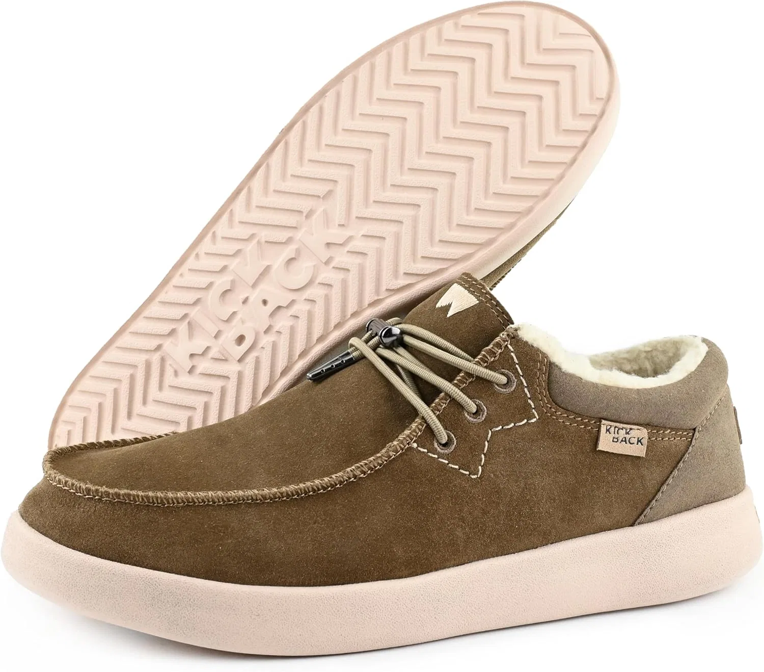 Kickback Haven - Лоферы Herren - Moc Style Schuhe - Leder und Wildleder Obermaterial - Elastische Schnürsenkel - Leder gefütterte Innensohlen, Woolie Khaki — фото 3