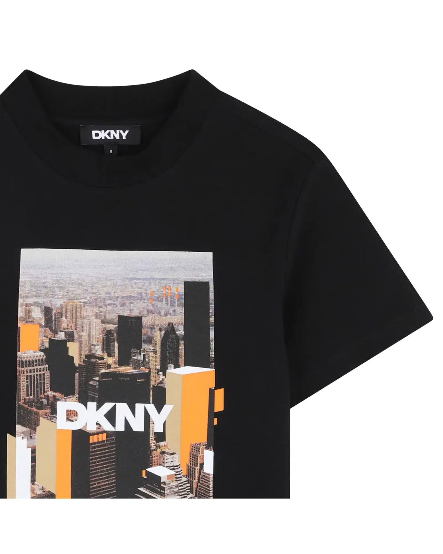 Детская хлопковая футболка с большим принтом DKNY, черный — фото 4