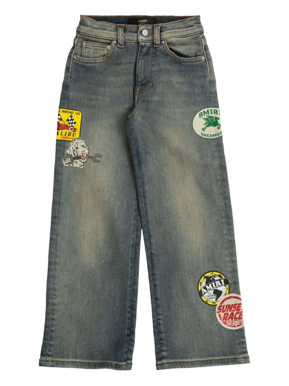 

Джинсы широкого кроя с нашивками AMIRI KIDS, синий