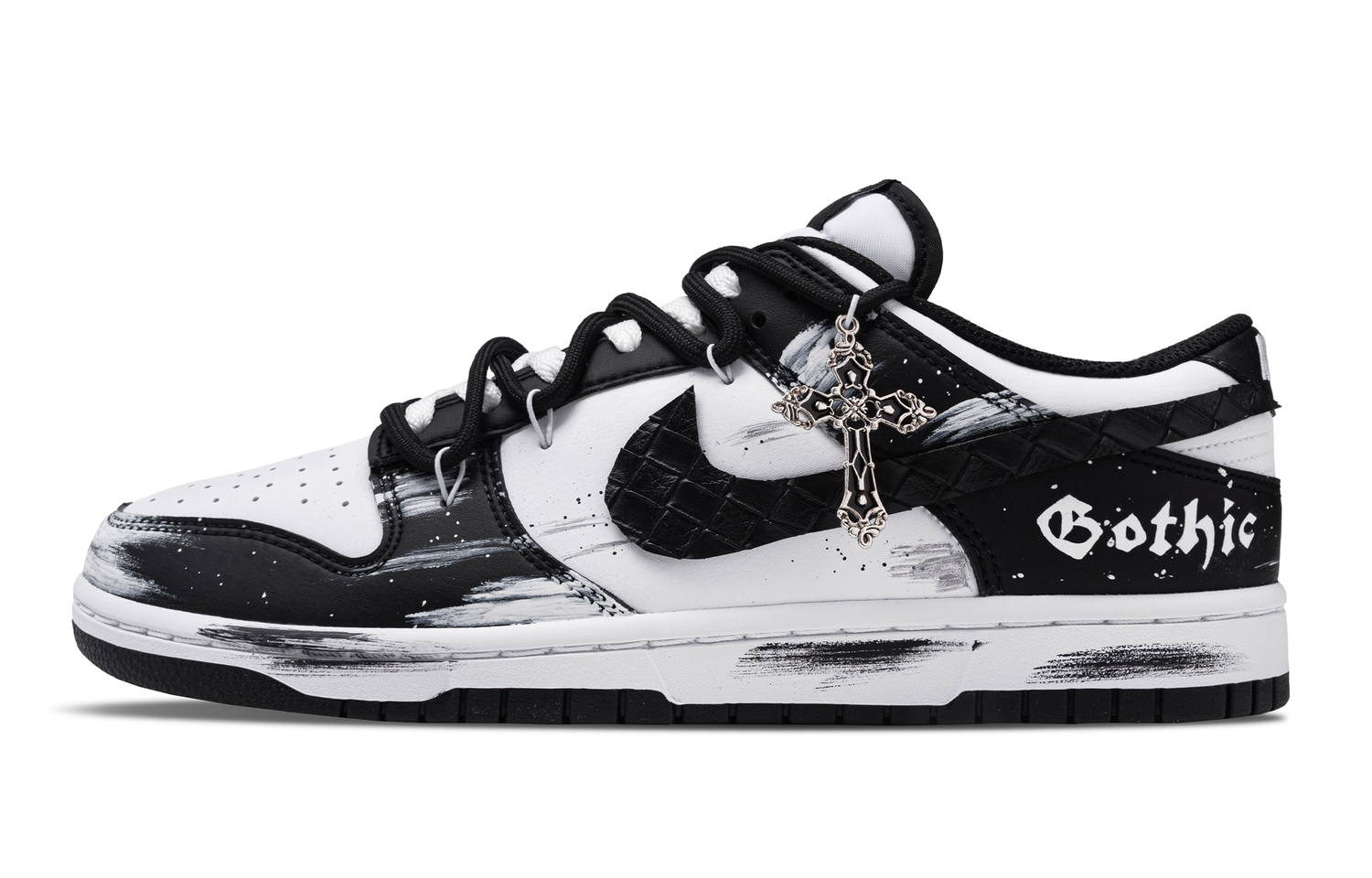 

Nike Данк лоу топ скейтборд обувь унисекс черный белый черный, цвет Black