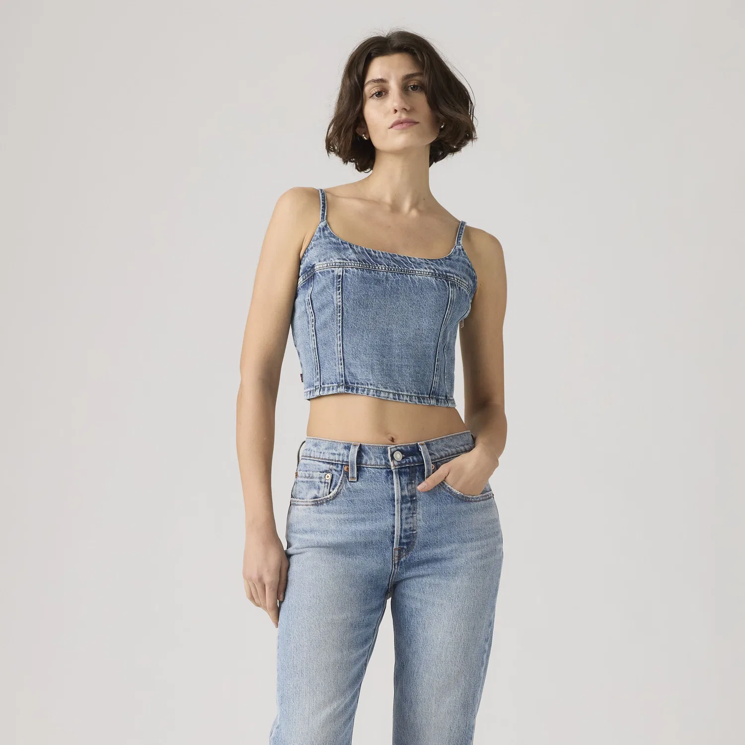 Джинсовая майка-топ Jadine Levi's, Medium Wash — фото 3