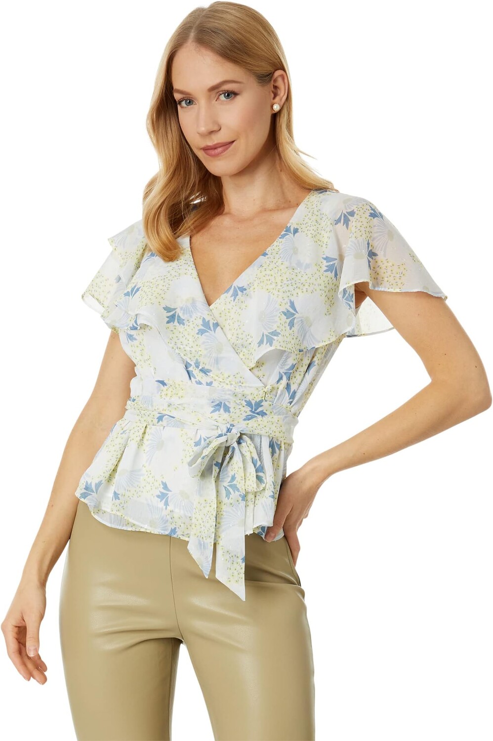 

Топ Ted Baker Gemmiaa Wrap Top with Ruffle Sleeves, цвет Sky Blue