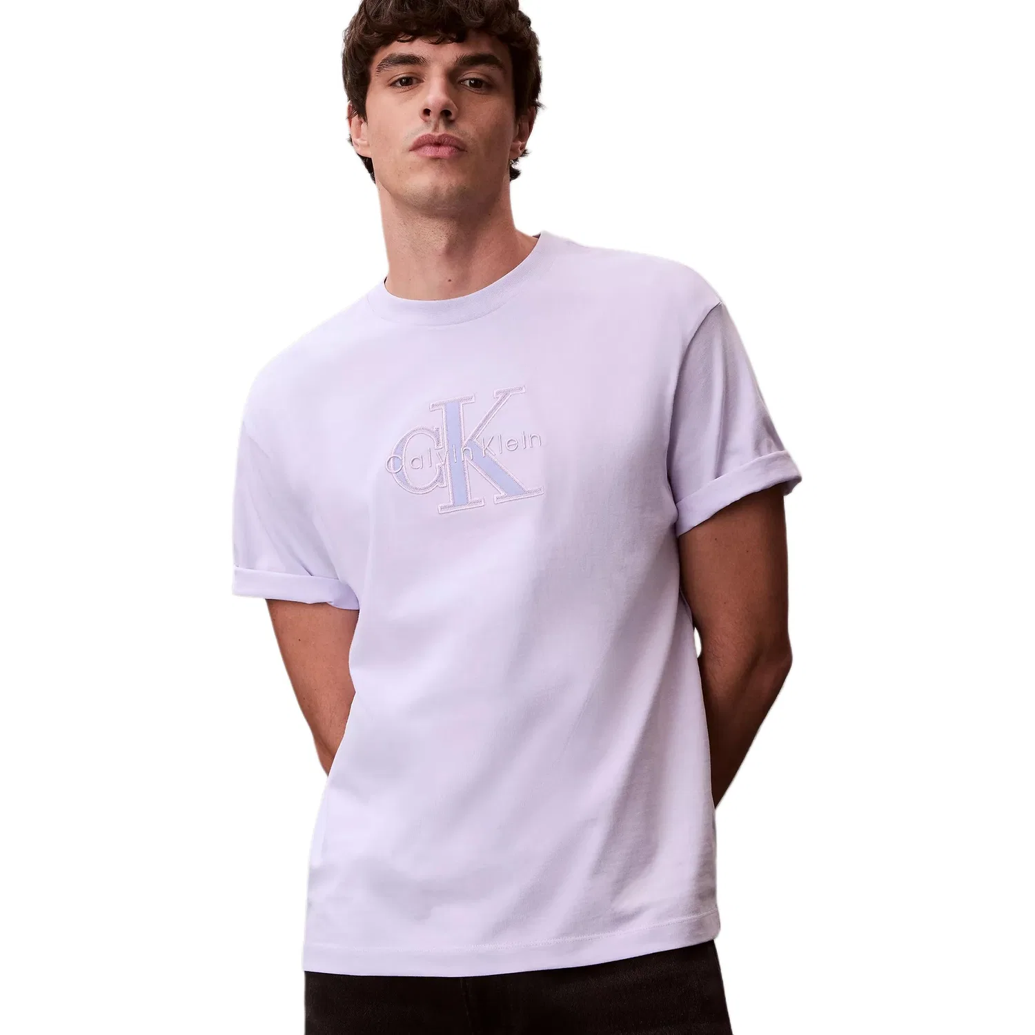 Футболка с круглым вырезом прямого кроя Calvin Klein сиреневая