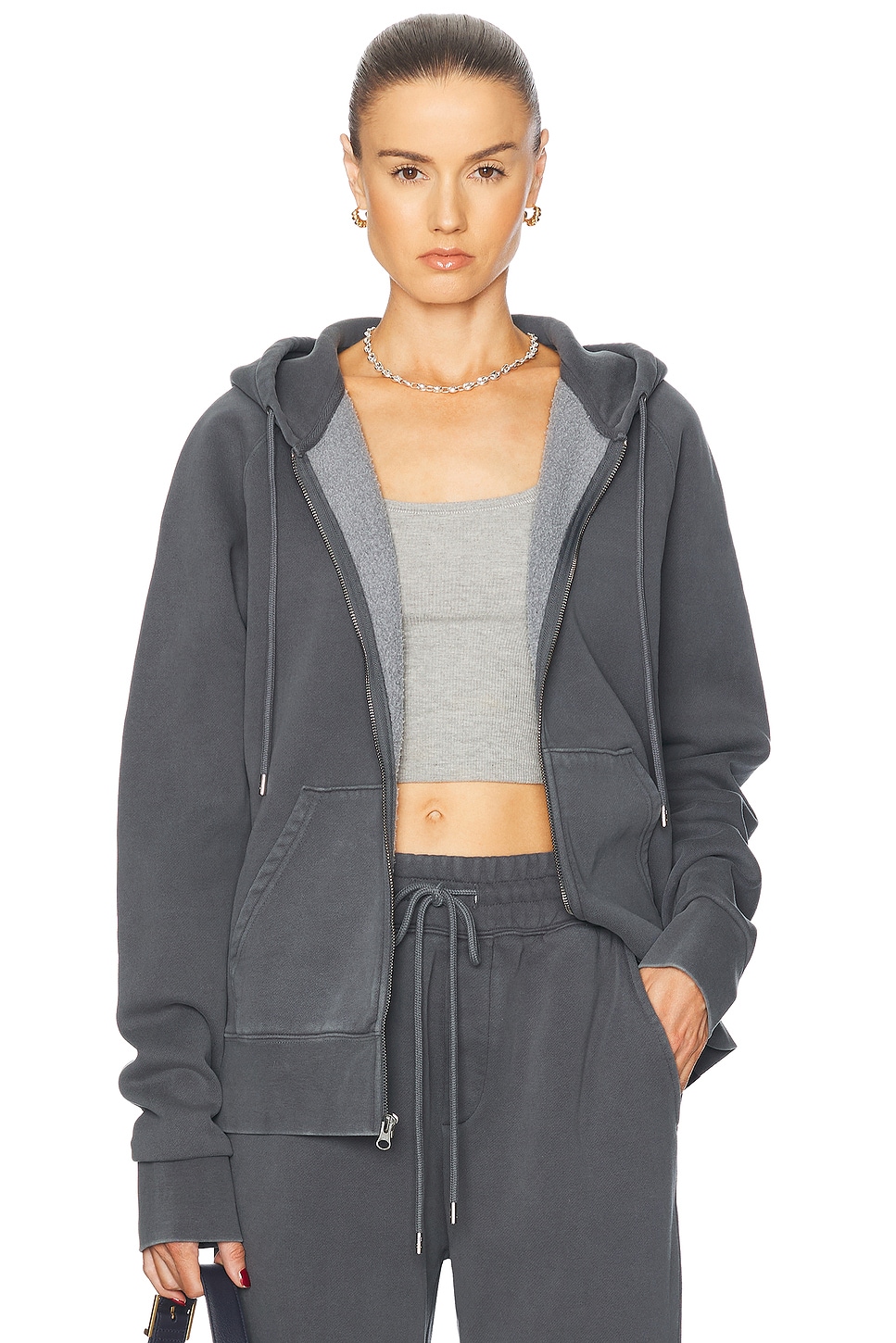 

Толстовка на молнии WAO, цвет Washed Charcoal