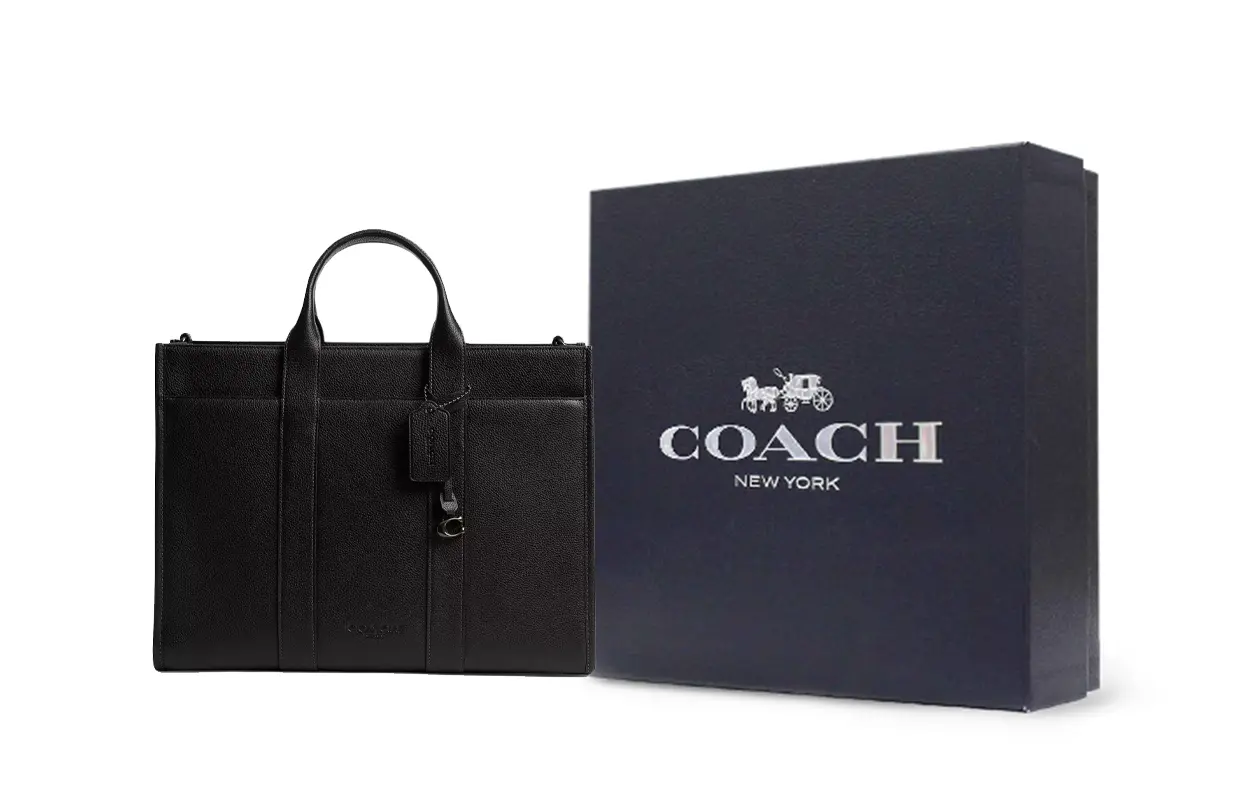 

COACH Полированная кожаная сумка-шоппер с текстурой личи, Gift Box Set (Basic Set+Black Box)