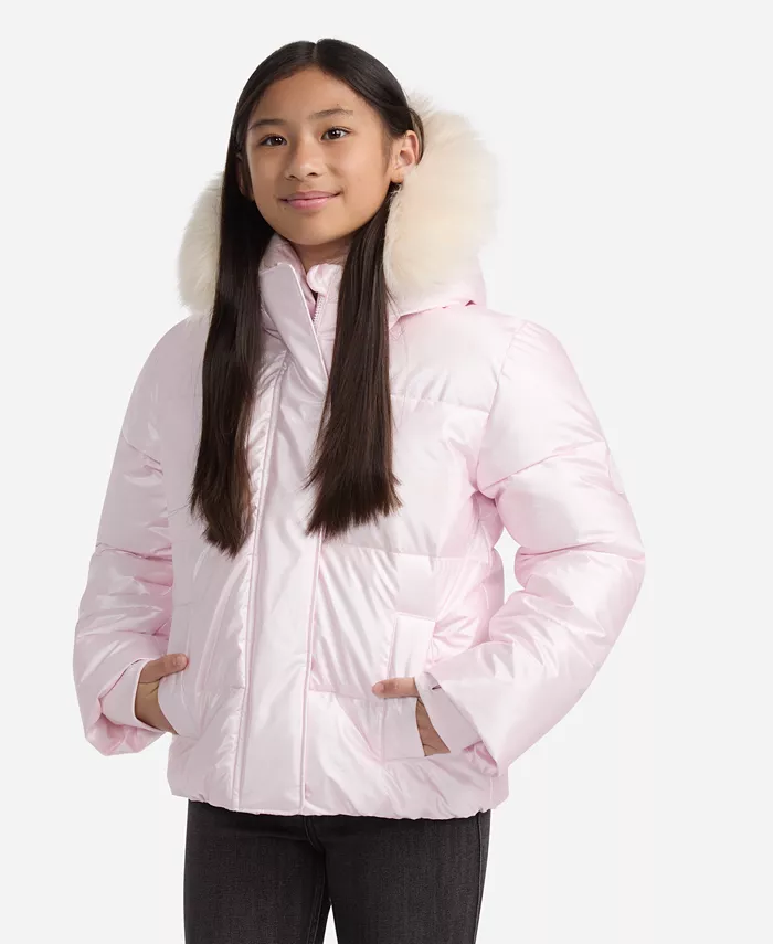 

Блестящая ультра-пуховая куртка для девочек abercrombie kids, розовый