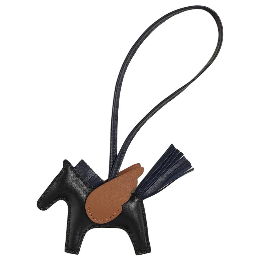 

HERMES Кожаный кулон из ягненка и теленка унисекс черный, Black