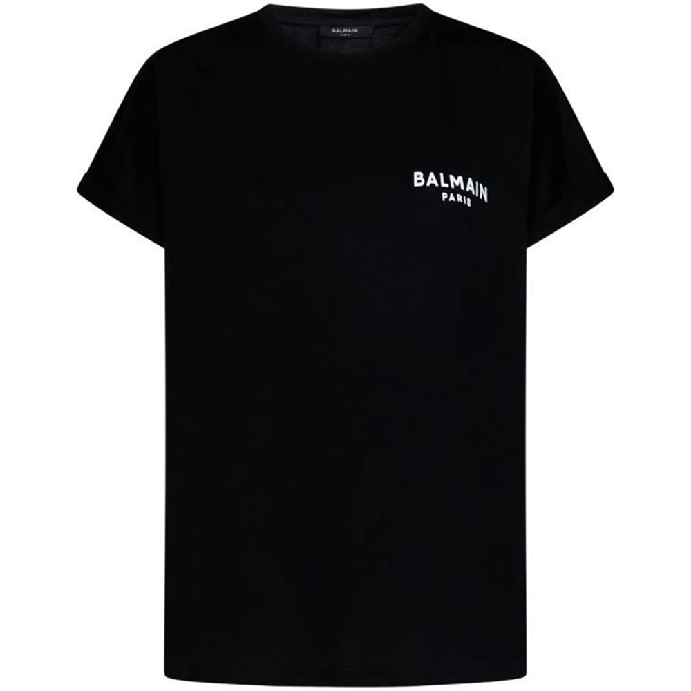 

Футболка с круглым вырезом и принтом логотипа BALMAIN, черный