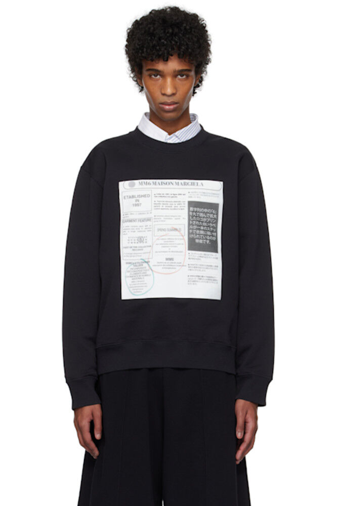 

Черная джерси-толстовка с газетным принтом MM6 Maison Margiela