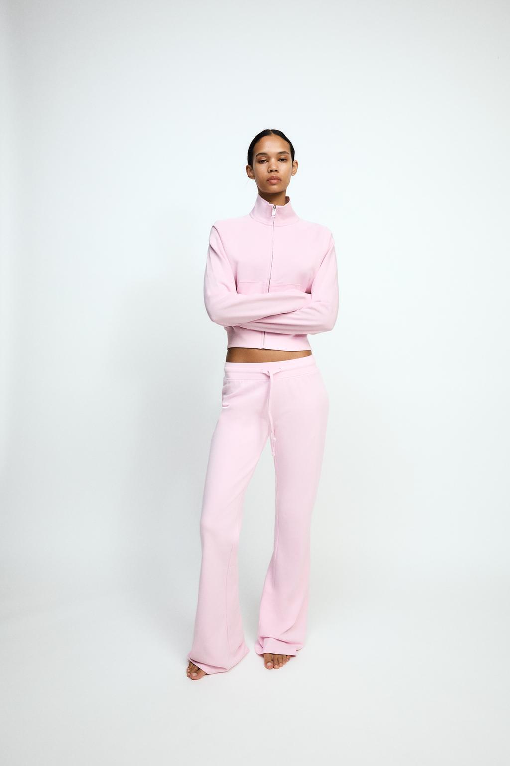 

Брюки из плюша классического расклеша ZARA, розовый