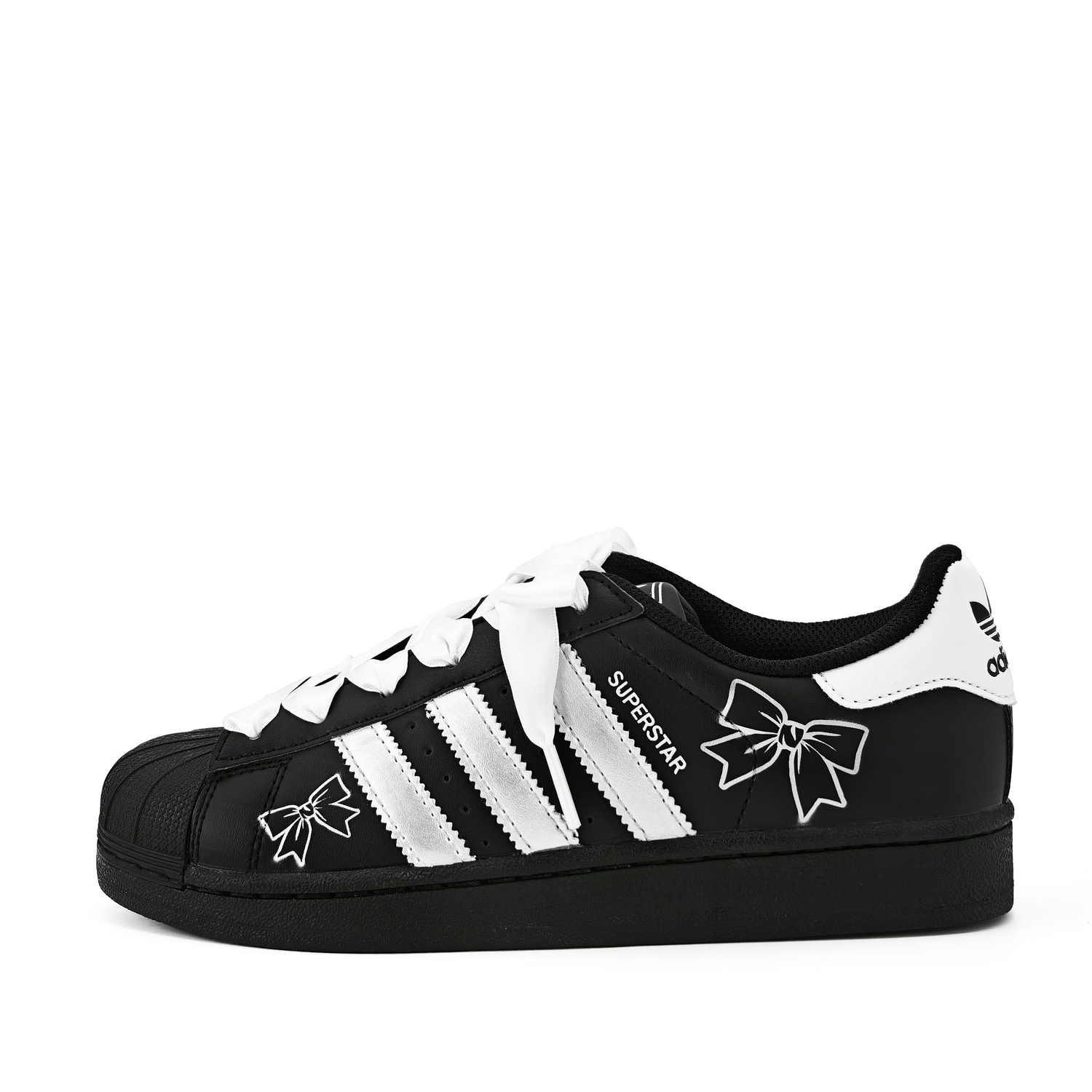 

Adidas Originals Superstar Silver с черным баттерфляй кожа устойчивая к истиранию противоскользящая низкая