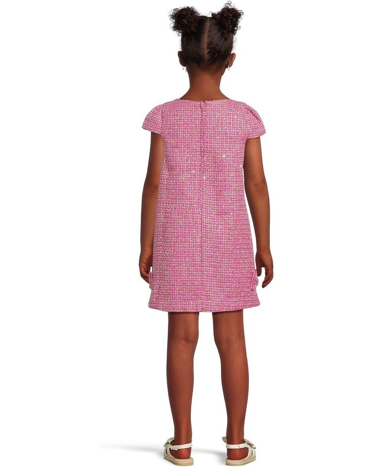 Платье-футляр Lilly Pulitzer для девочки, розовое, в клетку, из букле, с бантом, с короткими рукавами BUU469 — фото 2