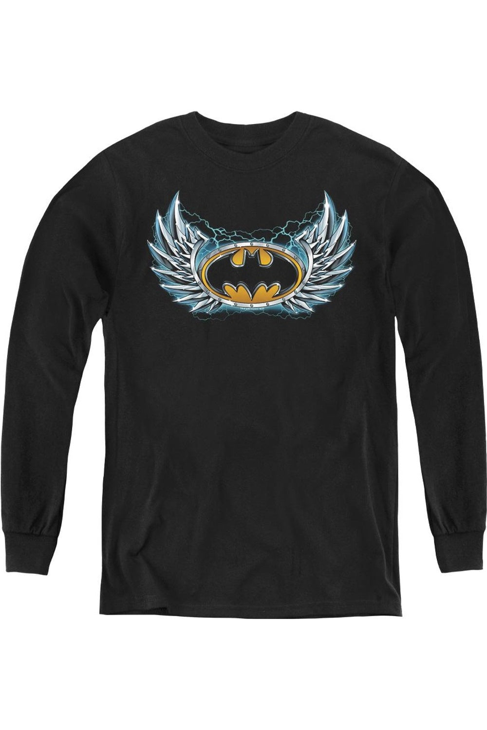

Футболка с длинным рукавом для детей Batman с логотипом Steel Wings Gildan, черный