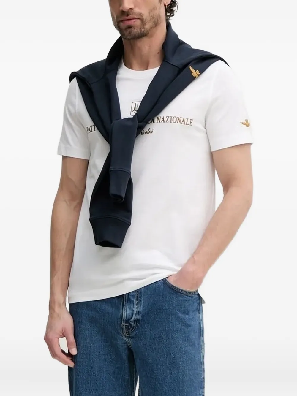 

Толстовка с круглым вырезом и вышитым логотипом Aeronautica Militare, синий