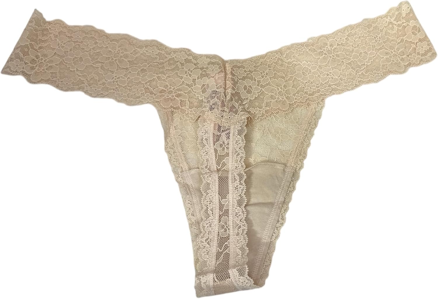 Трусики-стринги Victoria's Secret All Over Lace, цвет Beige/Marzipan — фото 3