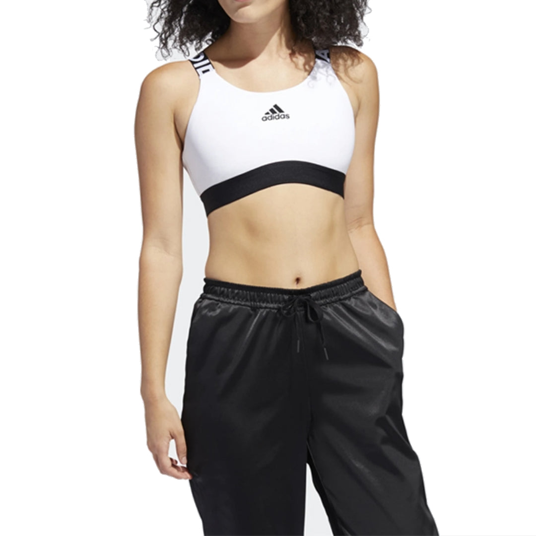 (WMNS) Фирменный бюстгальтер Adidas Don't Rest, цвет «Белый-черный», азиатский размер — фото 3