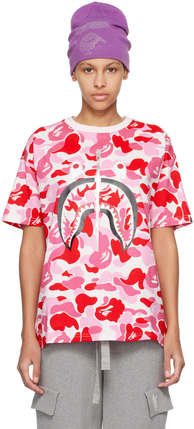 

Футболка ABC Camo Crystal Stone Shark BAPE, розовый