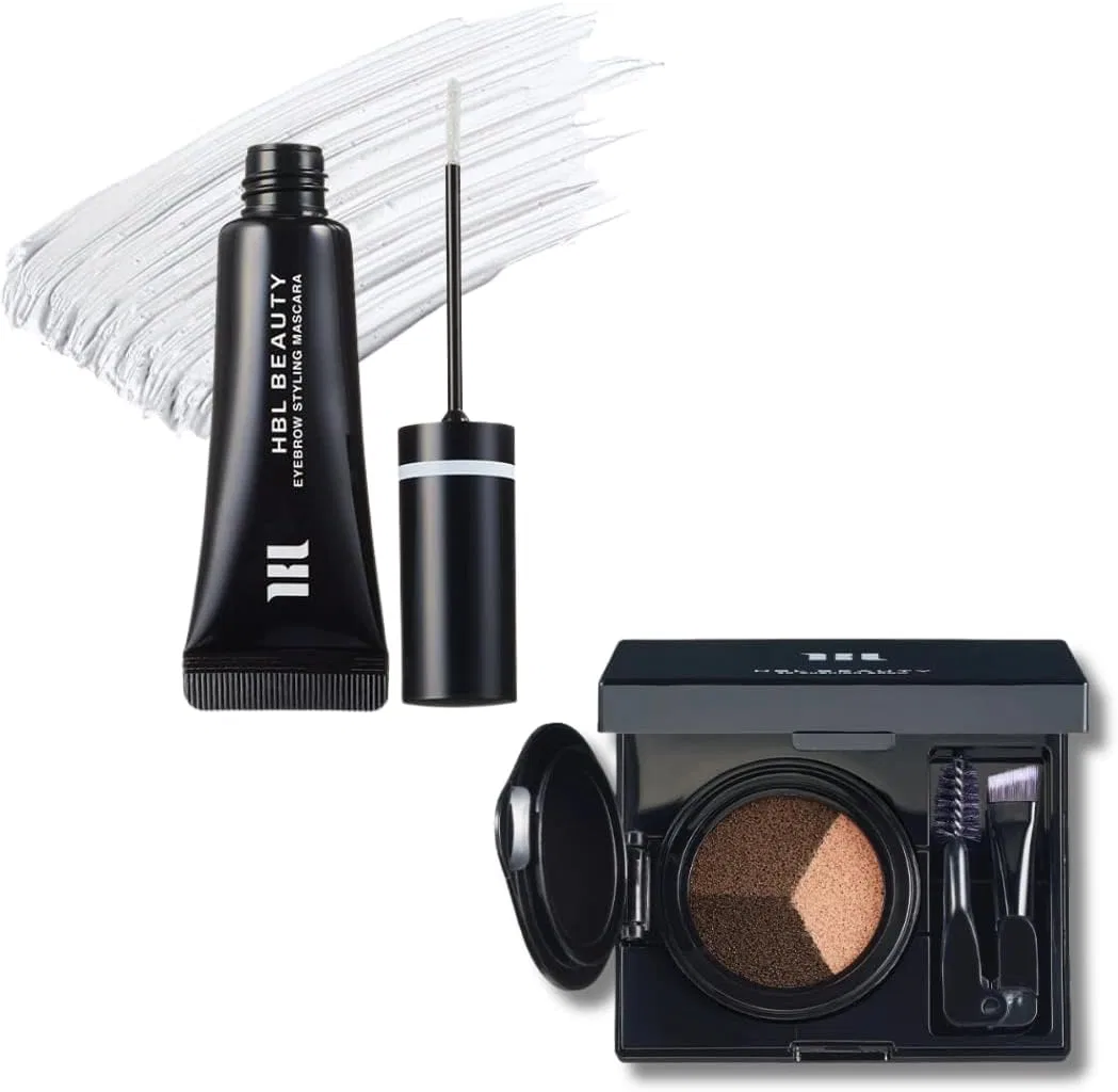 Набор для бровей 3D Cushion Brow HBL Beauty, 01 Natural Brown + Styling Mascara 01 Clear, 2 предмета