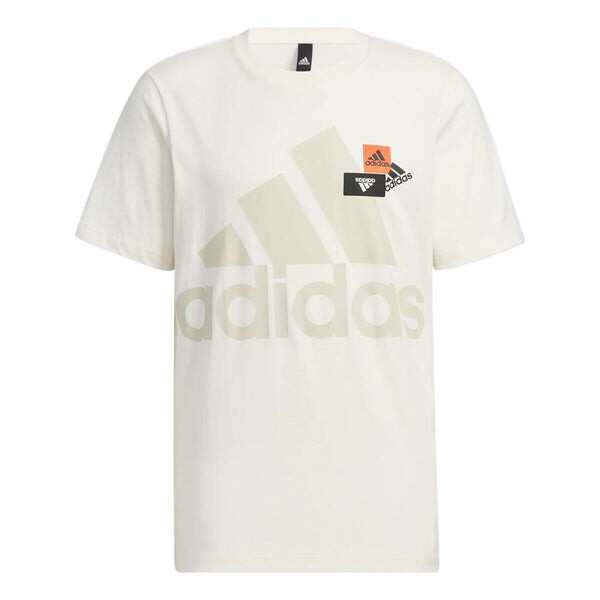 

Футболка Men's adidas Alphabet Logo Printing Casual Round Neck Short Sleeve White T-Shirt, белый