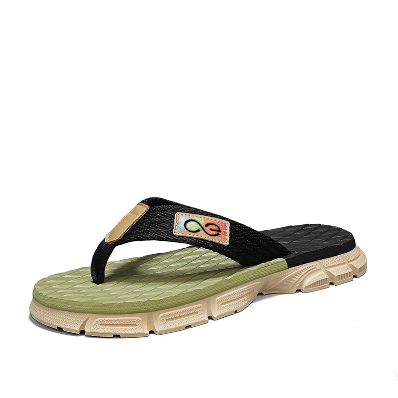

LINGPAO Мужские устойчивые к истиранию шлепанцы Black Green, цвет Black Green