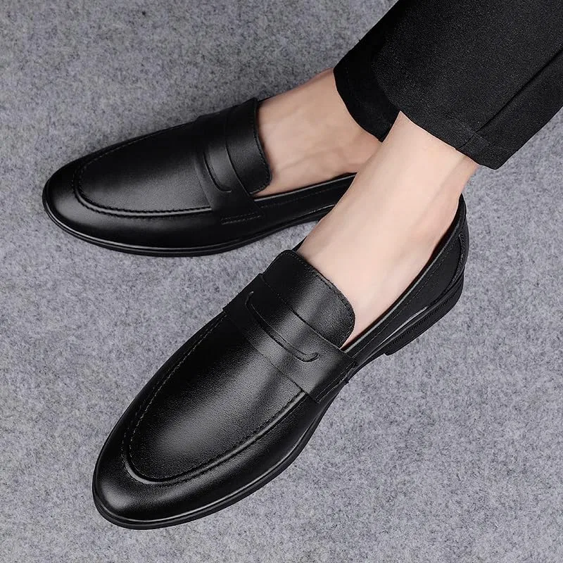 Лоферы кожаные, Mens Loafers Shoe, Black PUGHGAETZF — фото 4