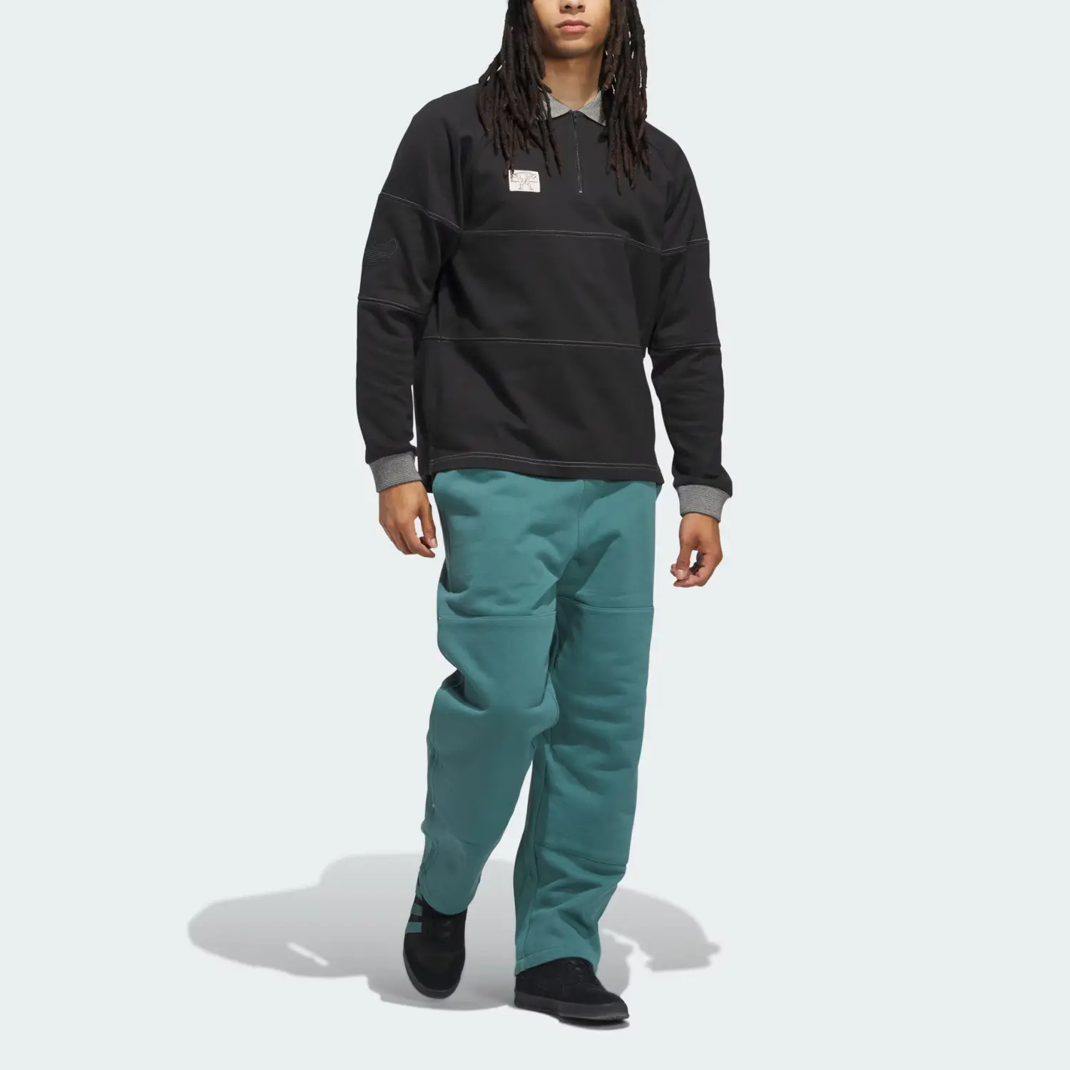 Рубашка поло Shmoofoil FW25 мужская Adidas Originals, черный/коричневый — фото 4