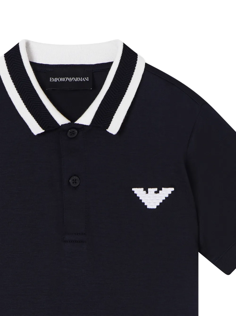 Футболка с воротником и логотипом Emporio Armani Kids, синий — фото 3