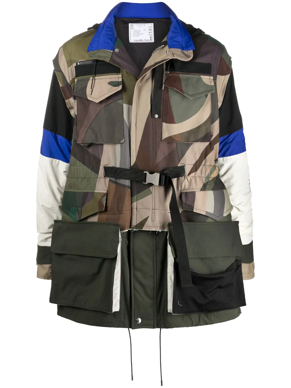 

Пальто с капюшоном и камуфляжным принтом SACAI, зеленый