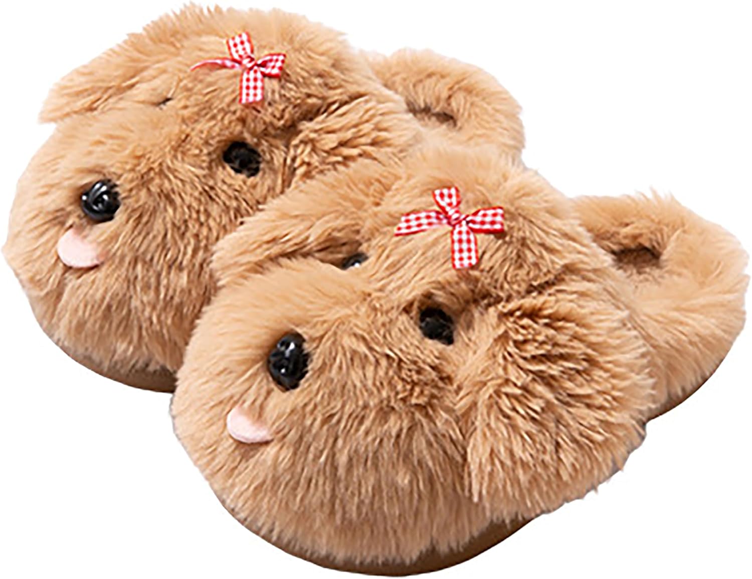 

Мягкие тапочки с изображением щенка для женщин и мужчин, с теплой флисовой подкладкой, зимние милые тапочки в виде собак, домашняя обувь для пар Yafirgeer, коричневый