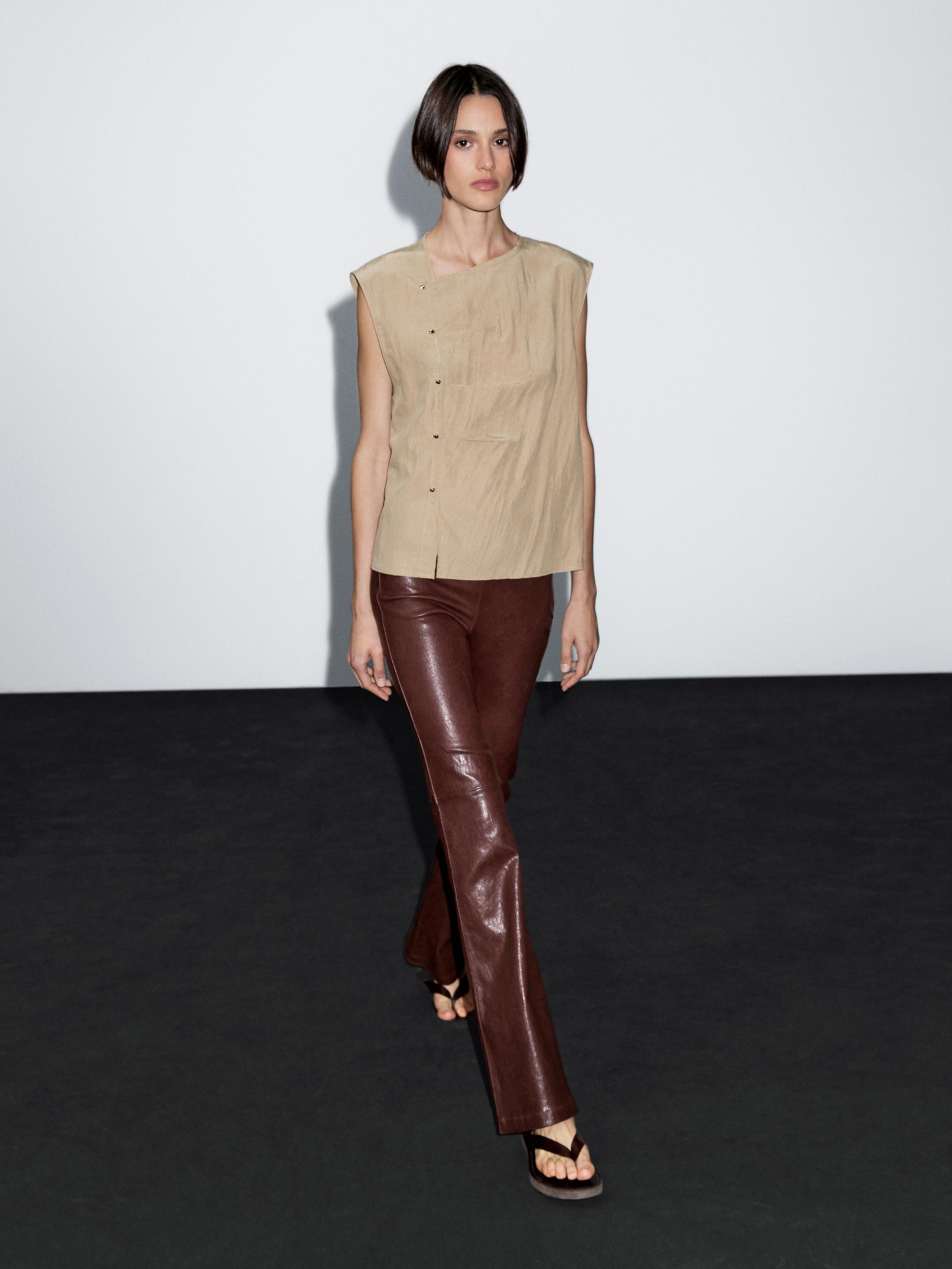 

Блузка с застежкой на серебряные пуговицы сбоку Massimo Dutti, Russet