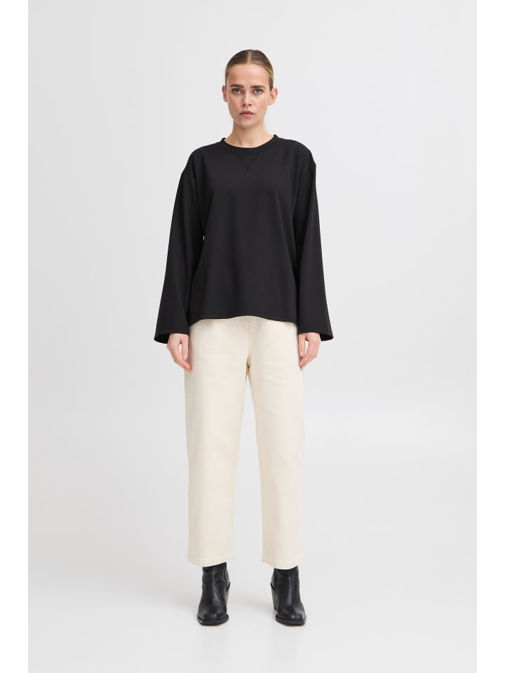 

ICHI Футболка с длинными рукавами IHKALA свободного кроя, черная