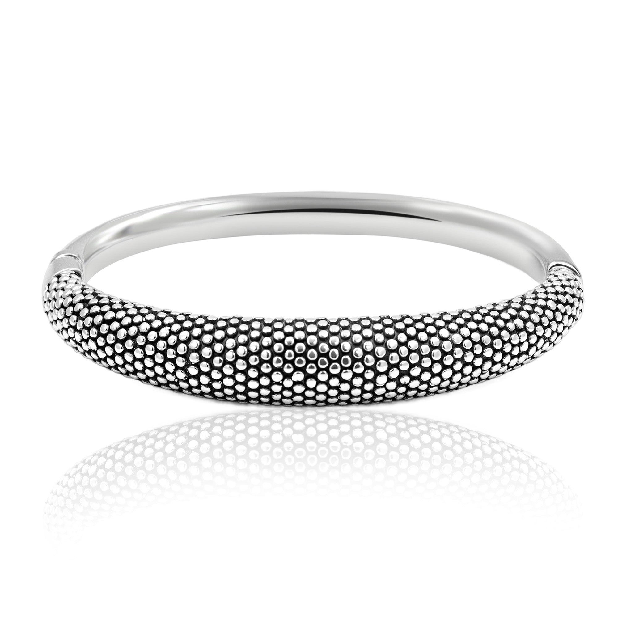 

Классический браслет из стерлингового серебра с бусинами и застежкой-шарниром Maxcolor, серебряный