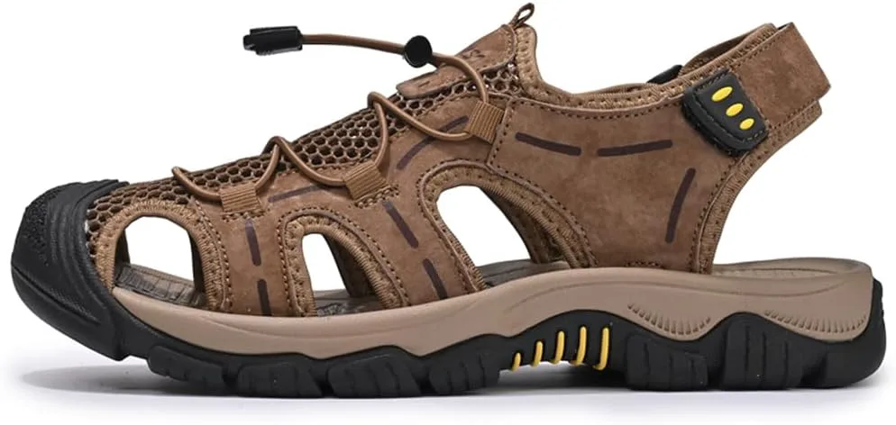 

Мужские водные сандалии с закрытым носком для улицы, нескользящие и удобные для походов Abborora, коричневый
