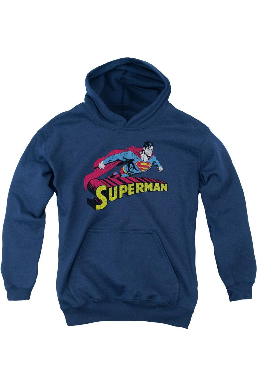 

Толстовка с капюшоном "Супермен в полете" Gildan, темно-синий