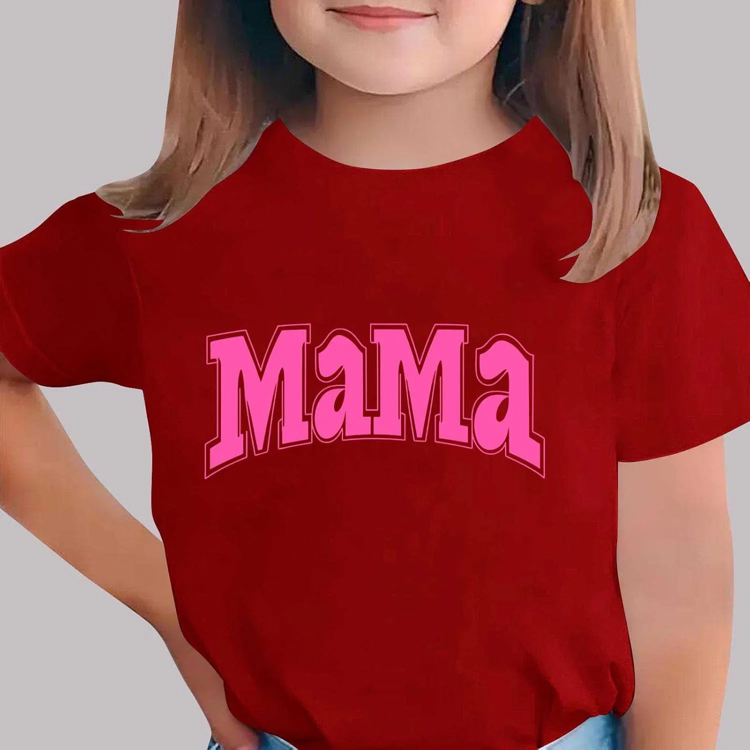 Футболка с принтом Mama, Zzalalana, красная — фото 2